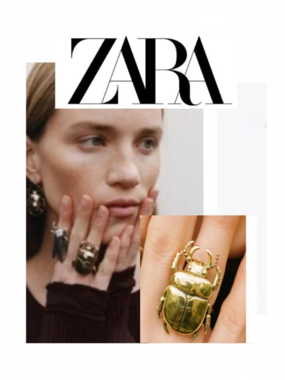 New Zara Insect Fashion Adjustable Open Ring Gold